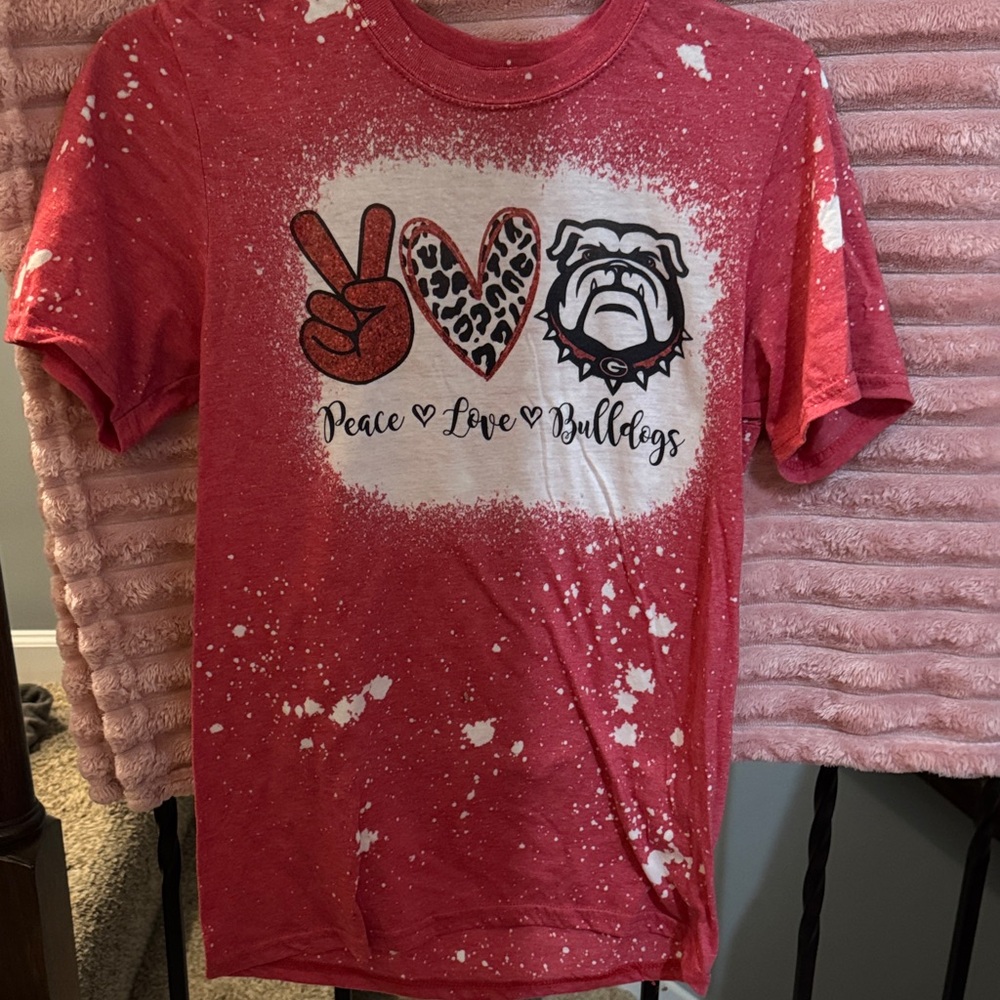 Gildan Red Peace Love Bulldogs Kids T-Shirt
